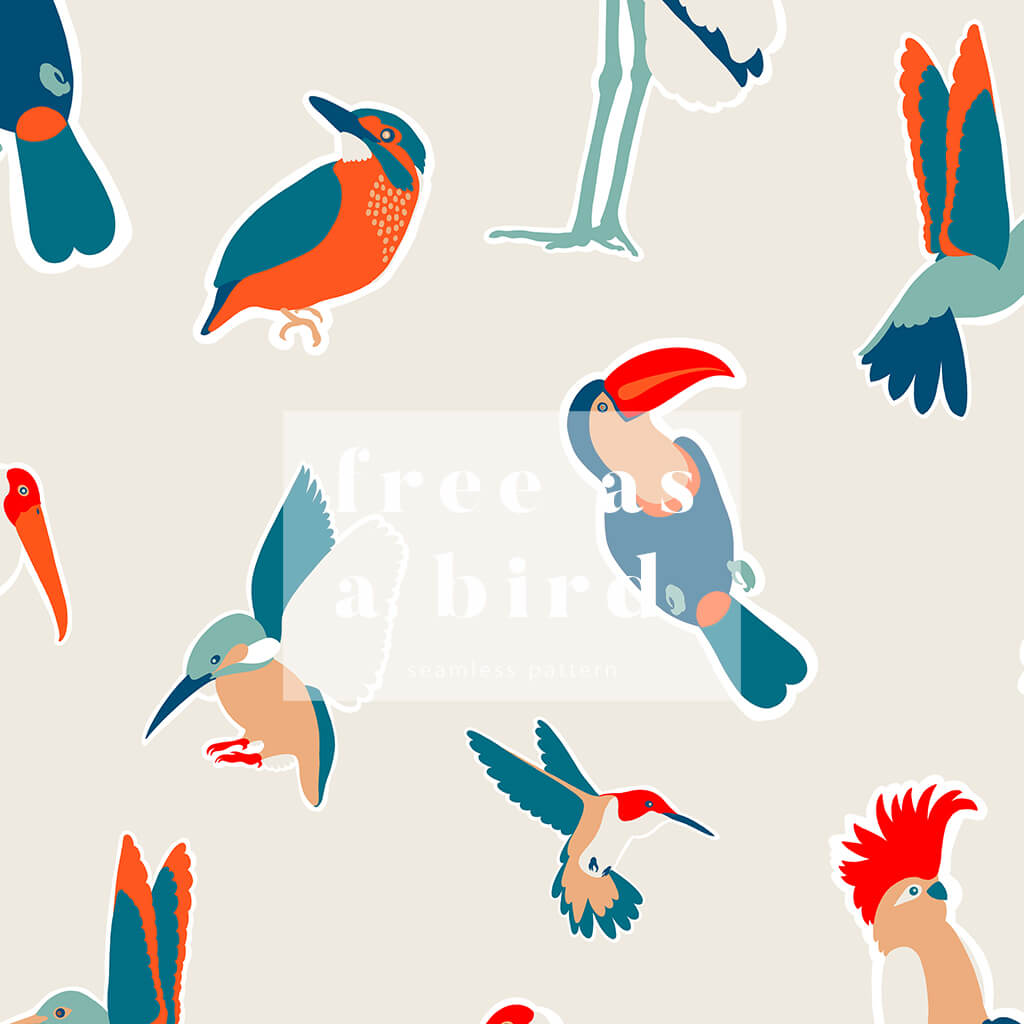 birds seamless pattern by rhomepattern